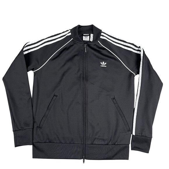 Adidas Mens Black & White Trefoil Track Jacket Sz Medium - Picture 1 of 5